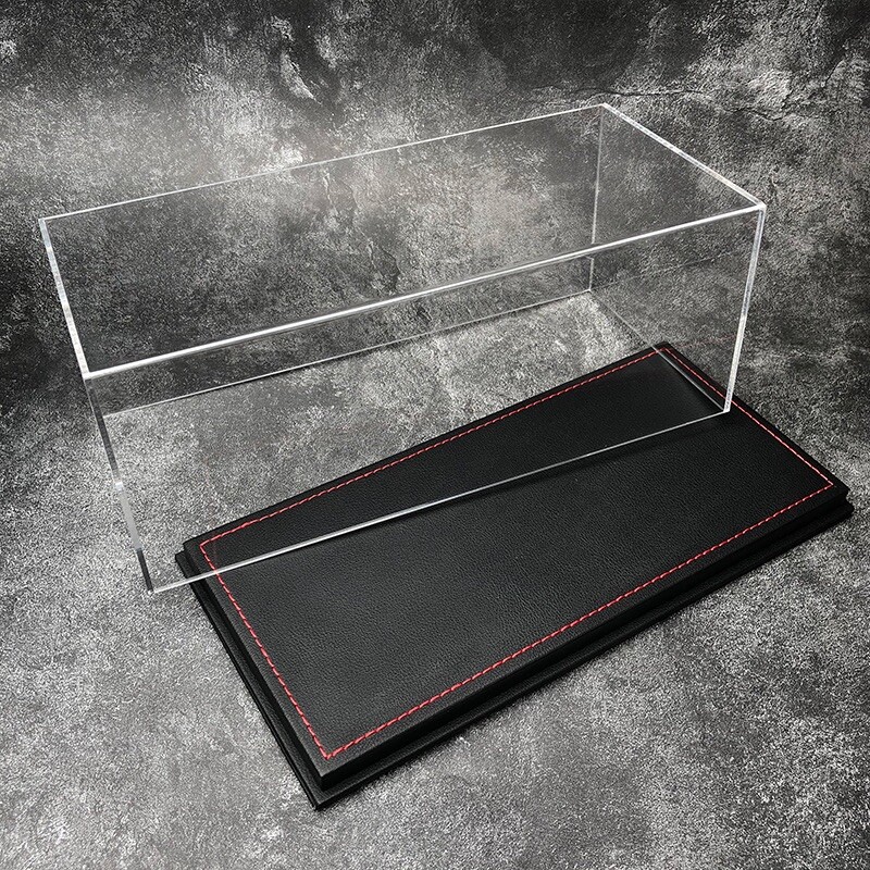 New Acrylic Display case show case With black PU Leather Base For 1/18 Car Model