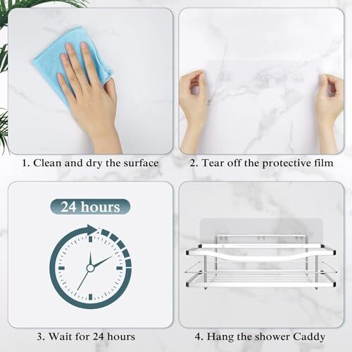 Pack Transparent Shower Caddy Adhesive for Replacement, No Drilling , Soap 2