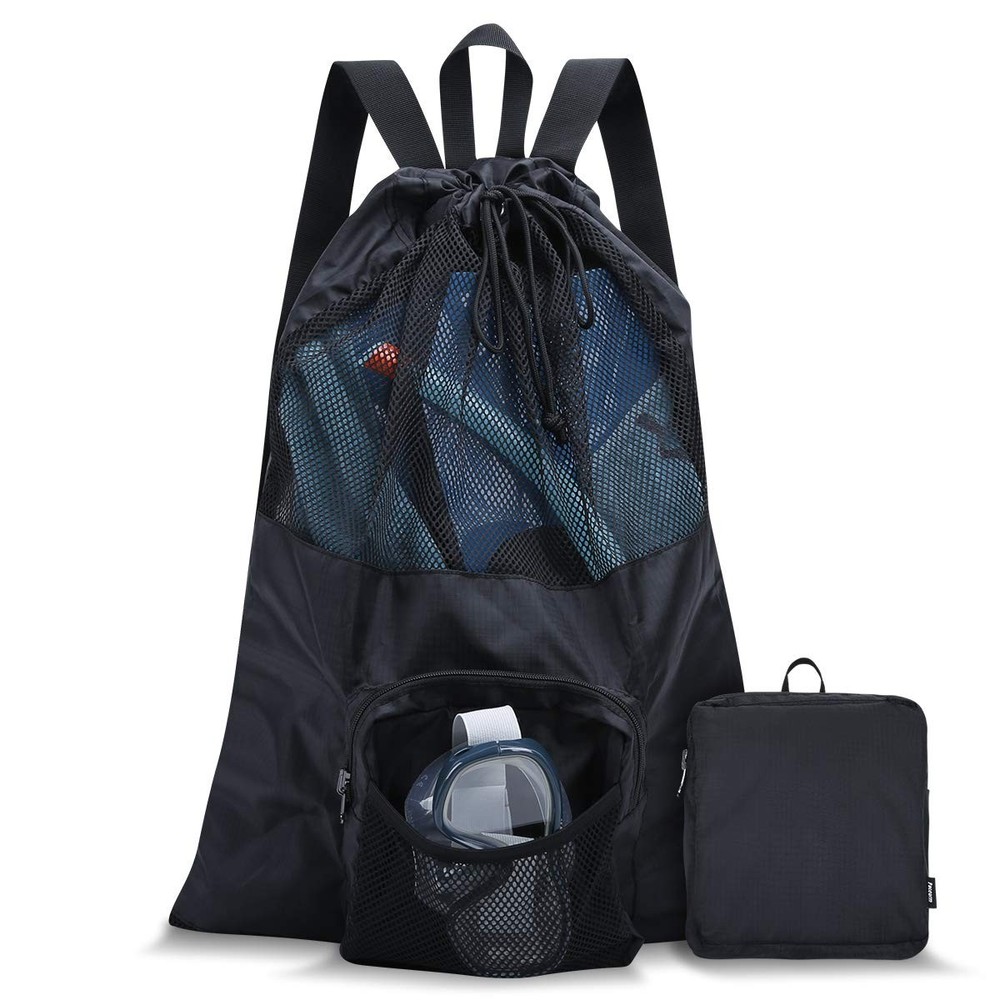 35L Packable Mesh Swim Bag Drawstring Backpack Vented Lightweight Swimmers