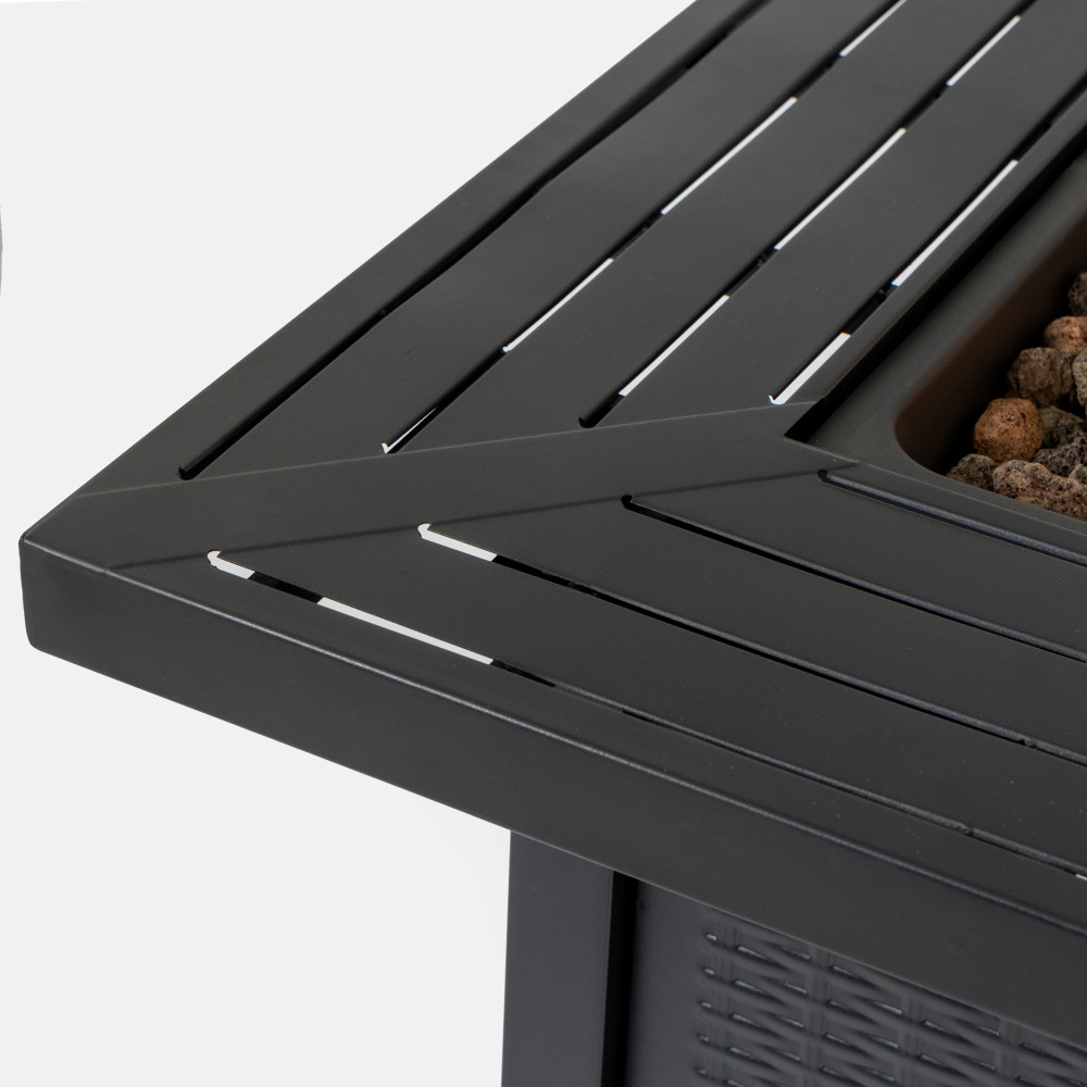 Propane Fire Pit Table with Waterproof Cover and Adjustable Flame