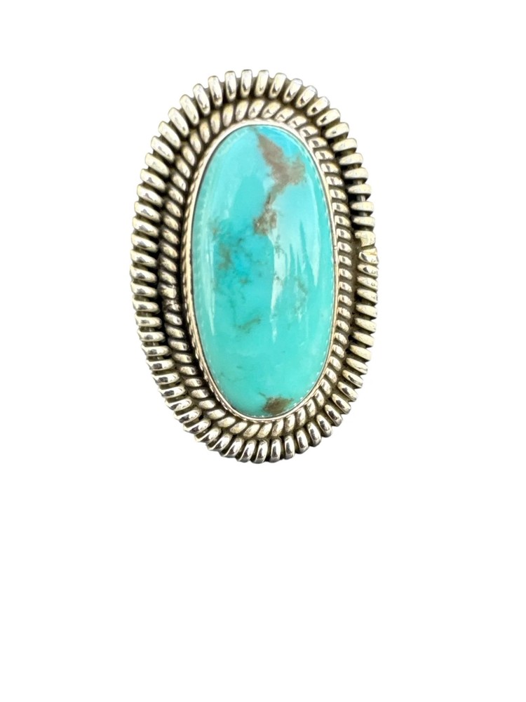 Kingman Turquoise Solid 925 Sterling Silver Ring 10