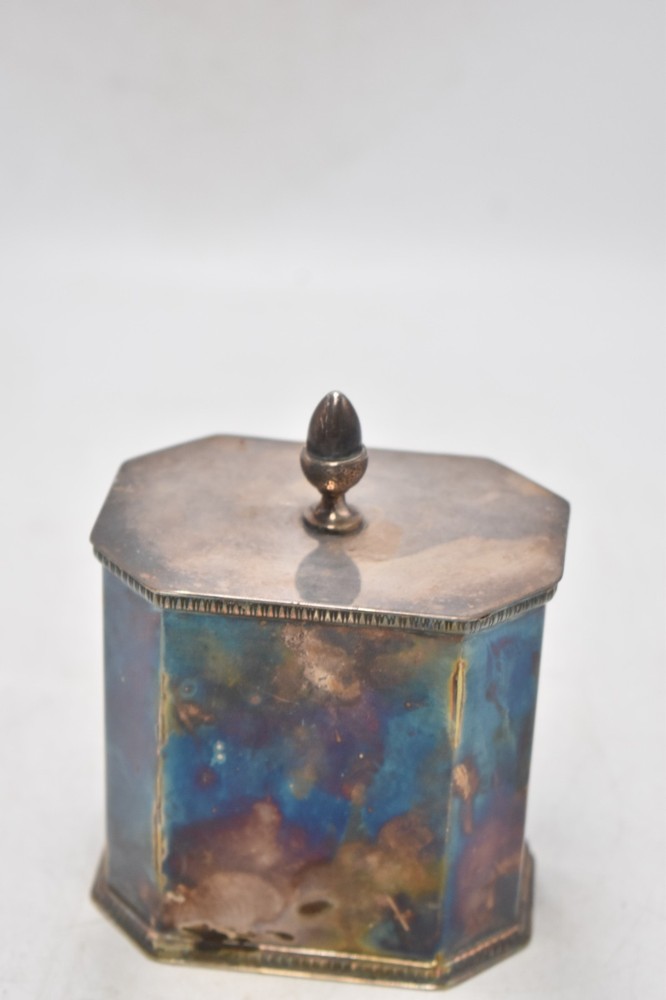 Antique Mappin & Webb Silver Plated Octagonal Tea Caddy