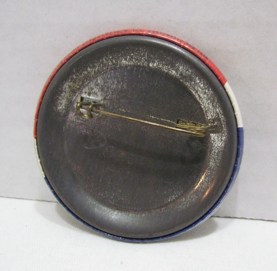 "BUY AMERICAN PRODUCTS MADE IN JAPAN" VINTAGE PINBACK BUTTON PROTEST BADGE