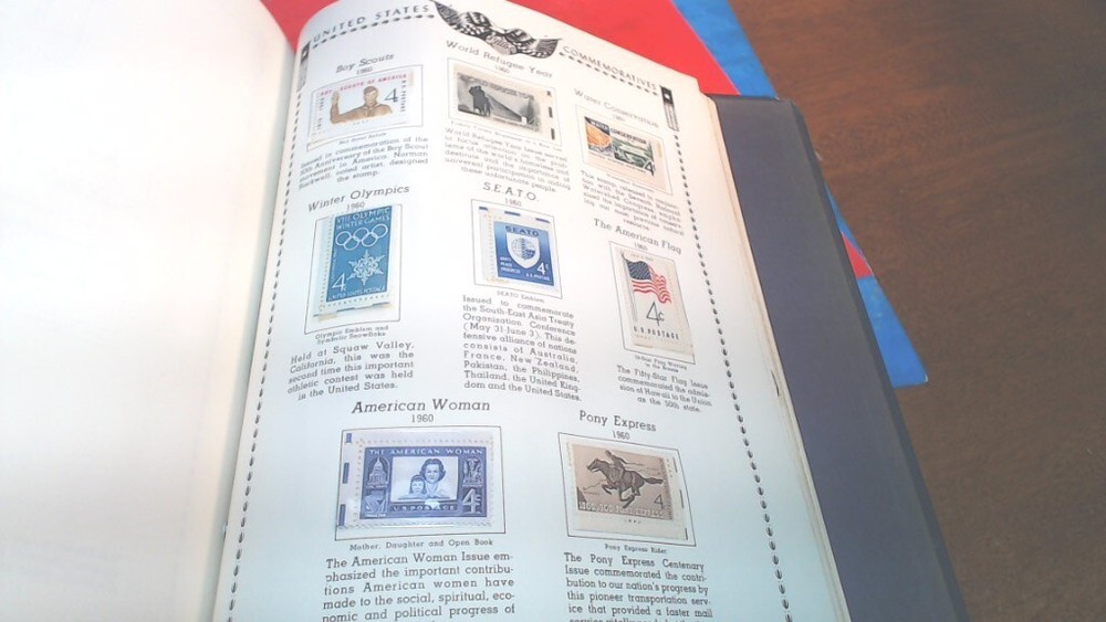 Vintage-The All American Stamp Album- 1847-1957 With 490 Stamps