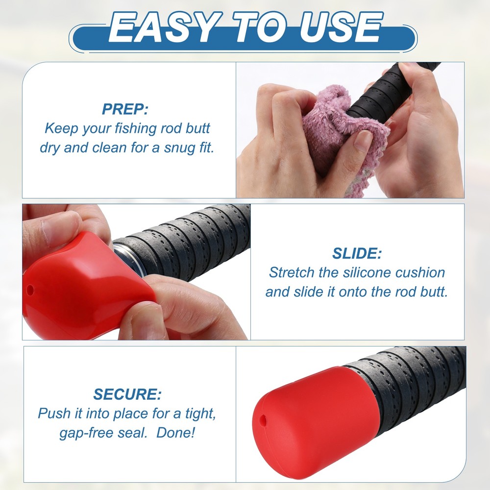 Fishing Rod Butt Cushion, Cap End Protector 3 Pack & 3 Size & Silicone & Grey