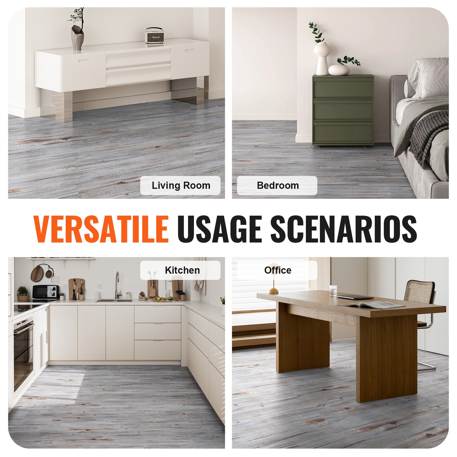 VEVOR 36 PCS 54sq.ft Self-Adhesive PVC Vinyl Floor Plank Wood Tiles Peel Stick