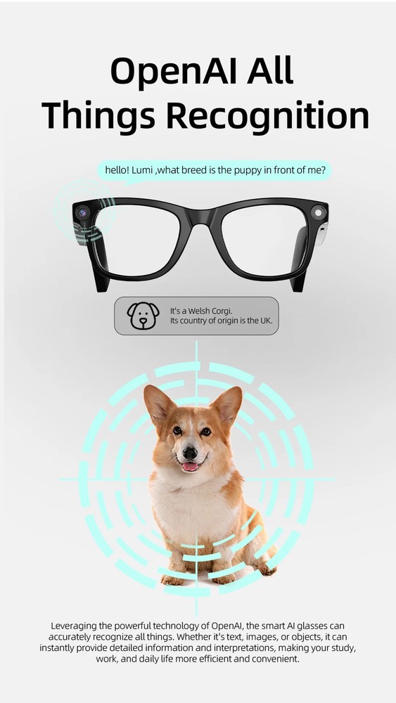 E02 Smart Glasses Camera Image Stabilization Real-time Translation for Calls