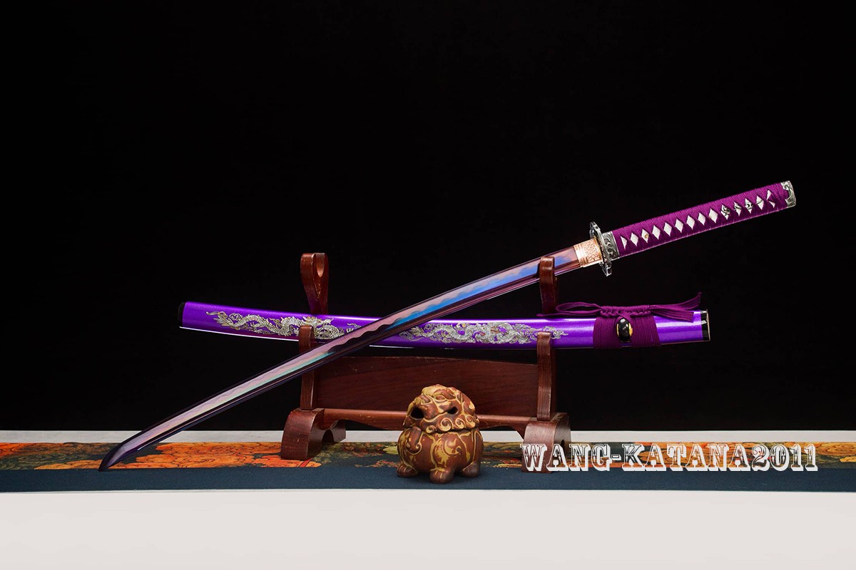 All Purple Battle Ready Sharp Deagon Japanese Samurai Katana Sword 1095Steel