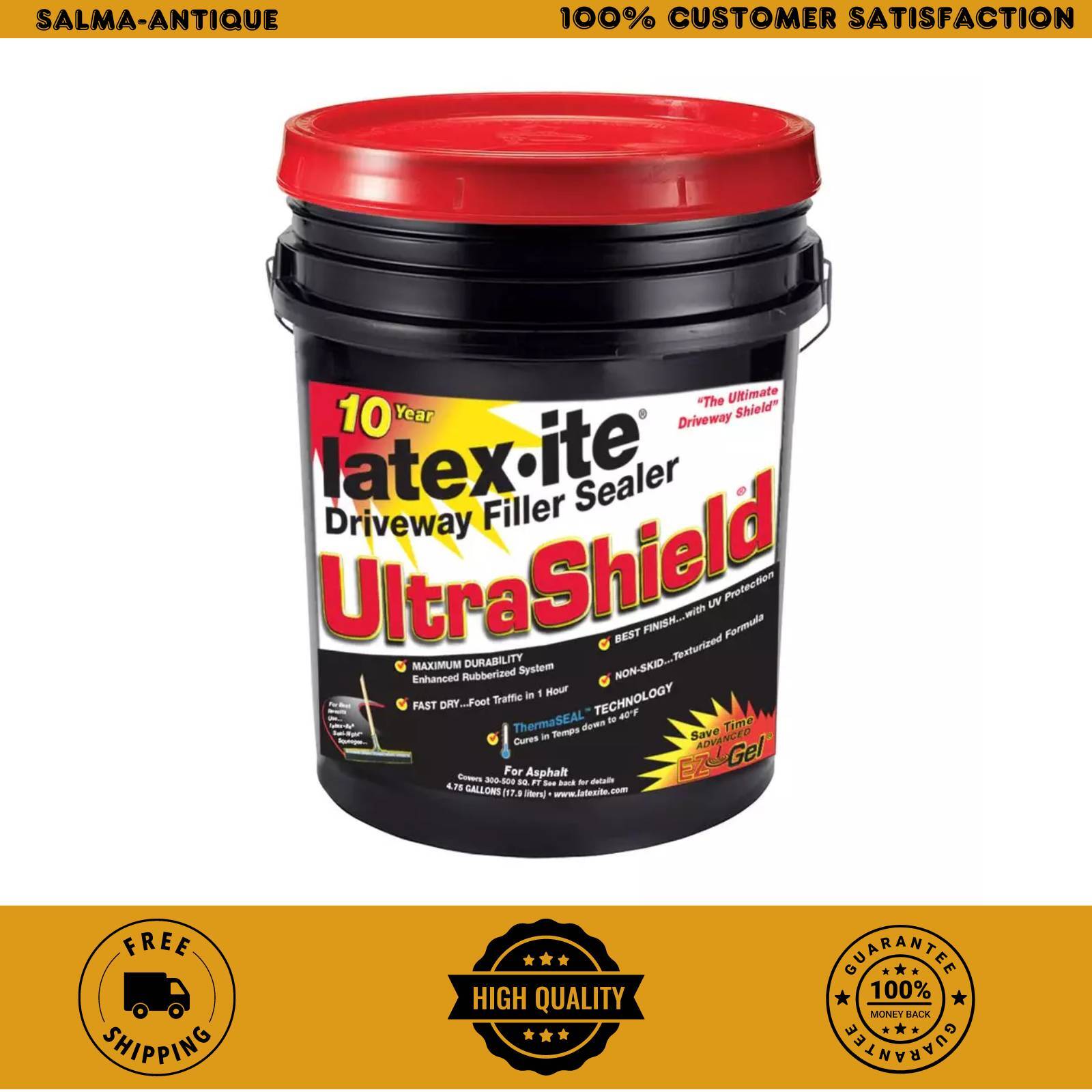 Driveway Asphalt Filler Fast Dry Sealer 4.75 Gal. Ultra Shield Rubberized Latex