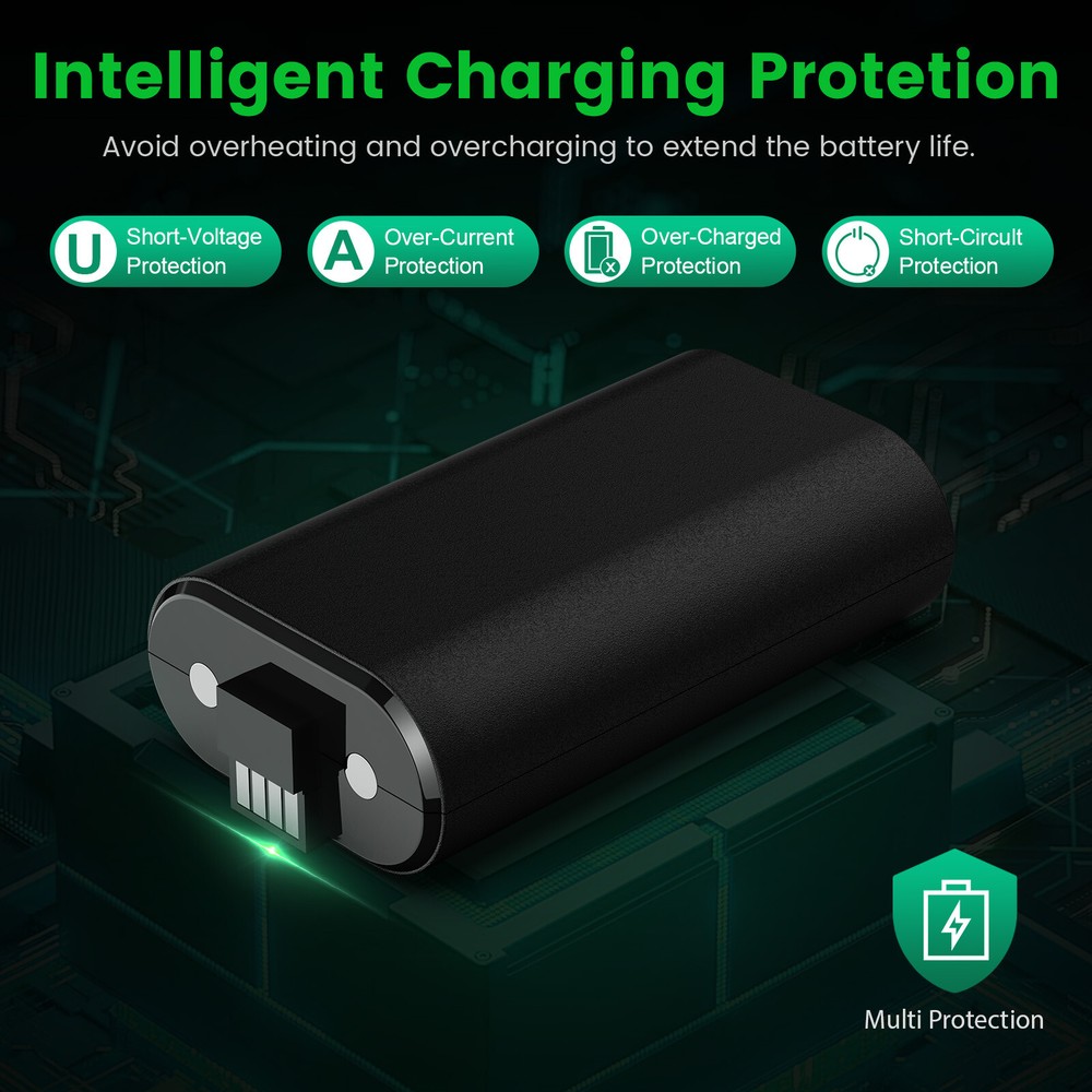 2 x 3600mAh Rechargeable Battery Pack For XBox One Controller+USB Charging Cable