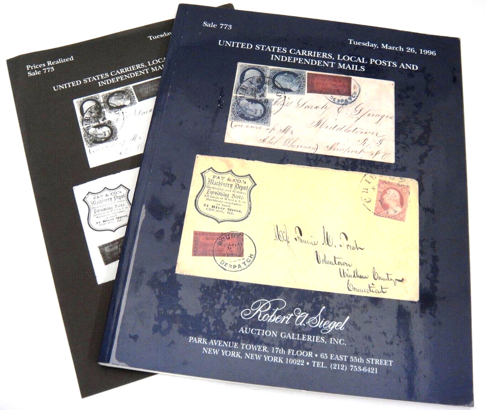 Siegel Auction Catalog w Prices Realized Carriers Local Posts Independent Mails