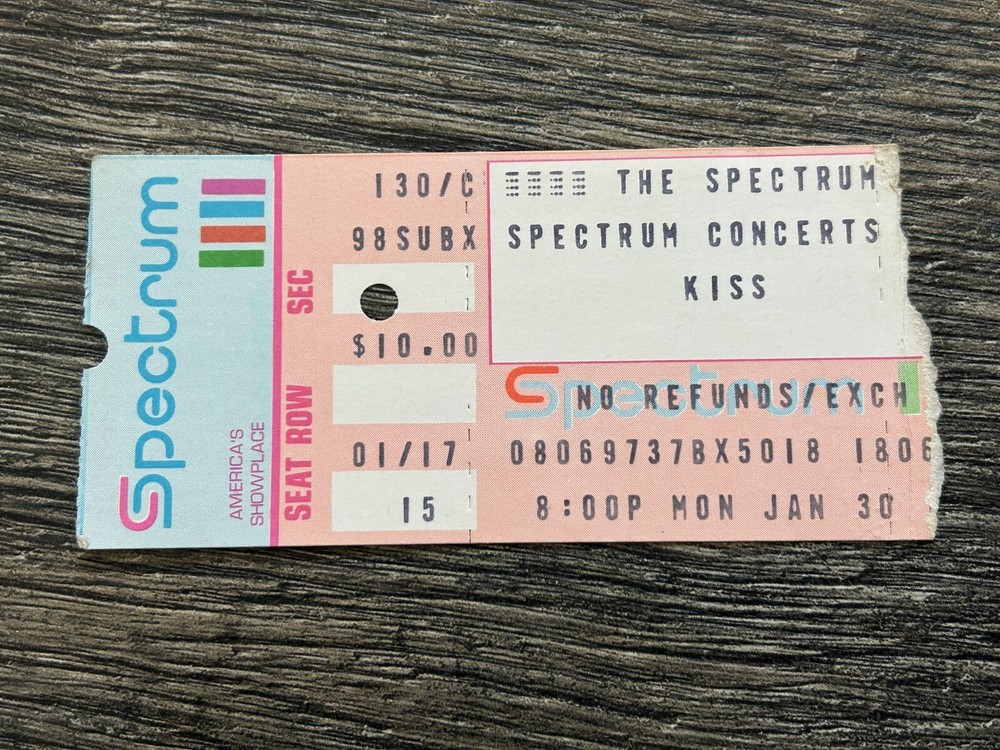 KISS TICKET STUB Alive 2 Concert Tour Philadelphia PA 1978 Vintage Kiss Aucoin C