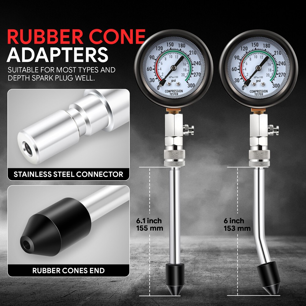 8 pcs Engine Cylinder Compression Auto Motorcycle Car Tester Detector Tool Kit