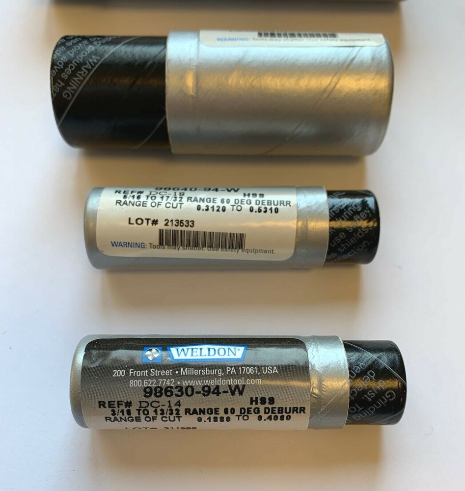 WELDON 60 DB 6 PC 60 DEG ZERO FLUTE COUNTERSINK & DEBURRING SET - USA
