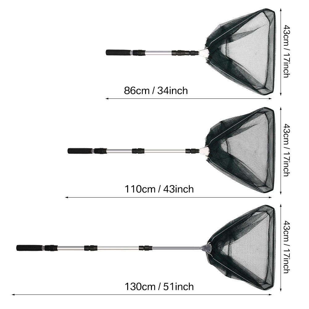 Telescopic Folding Aluminum Handle Fishing Landing Net 3 Section Extending Pole