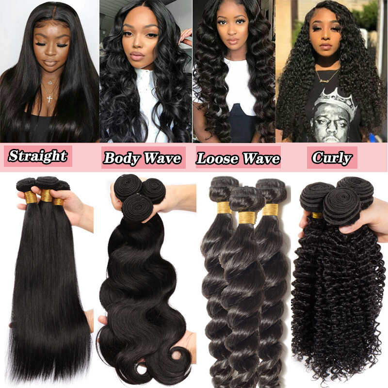 3Bundles/300G Brazilian Virgin Human Hair Extensions Weave Wefts Straight Wavy A