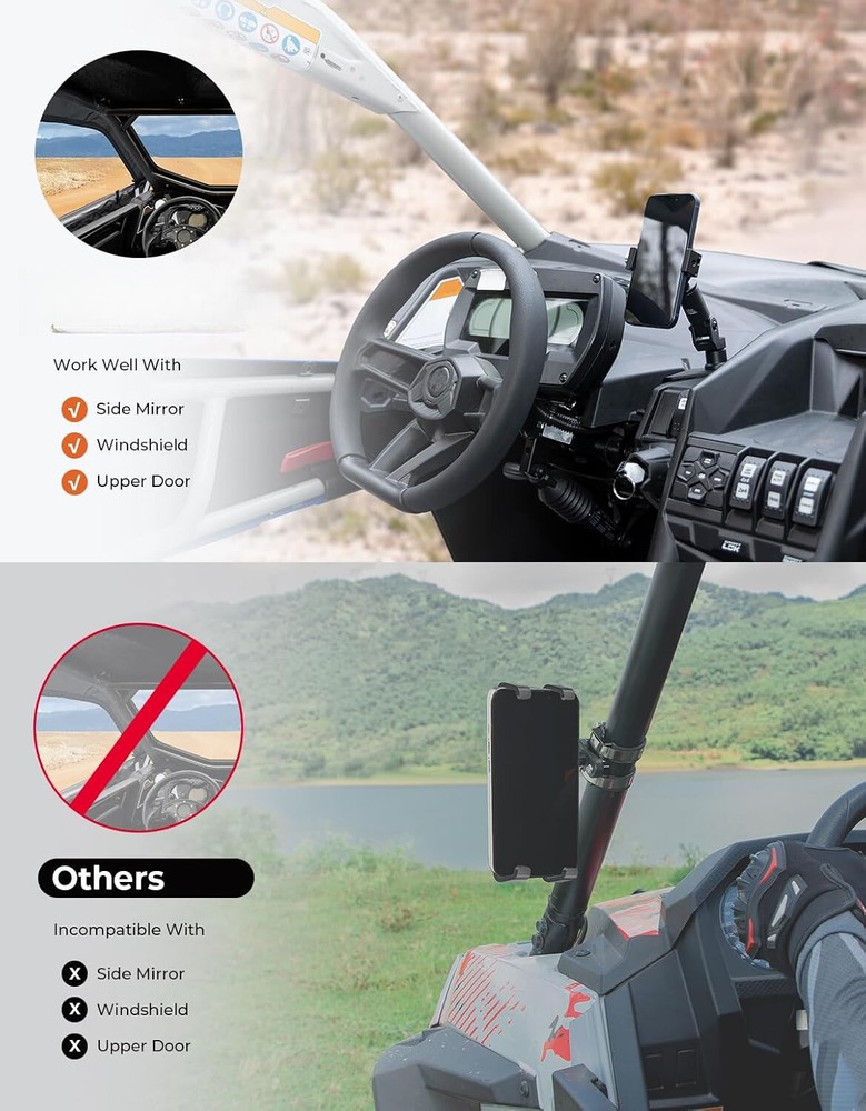 Phone Holder, CNC Aluminum Dashboard 360° Adjustable, Model Compatible