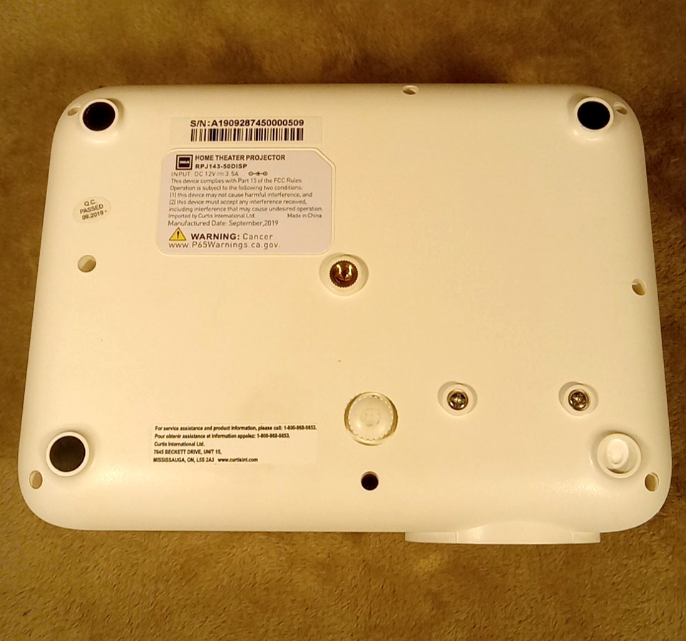 RCA RPJ143 480p LCD Projector White Medium Throw Ceiling Wired 480x320 Native