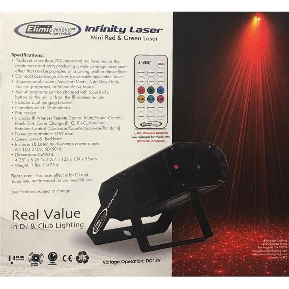 Eliminator Lighting Infinity Laser Red & Green Laser Effect with Multiple Sky...