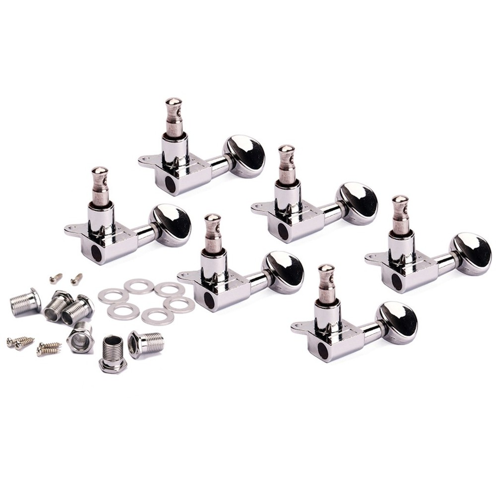 Chrome Plated 6R Inline Guitar String Tuning Pegs Tuners Sealed Machine Head
