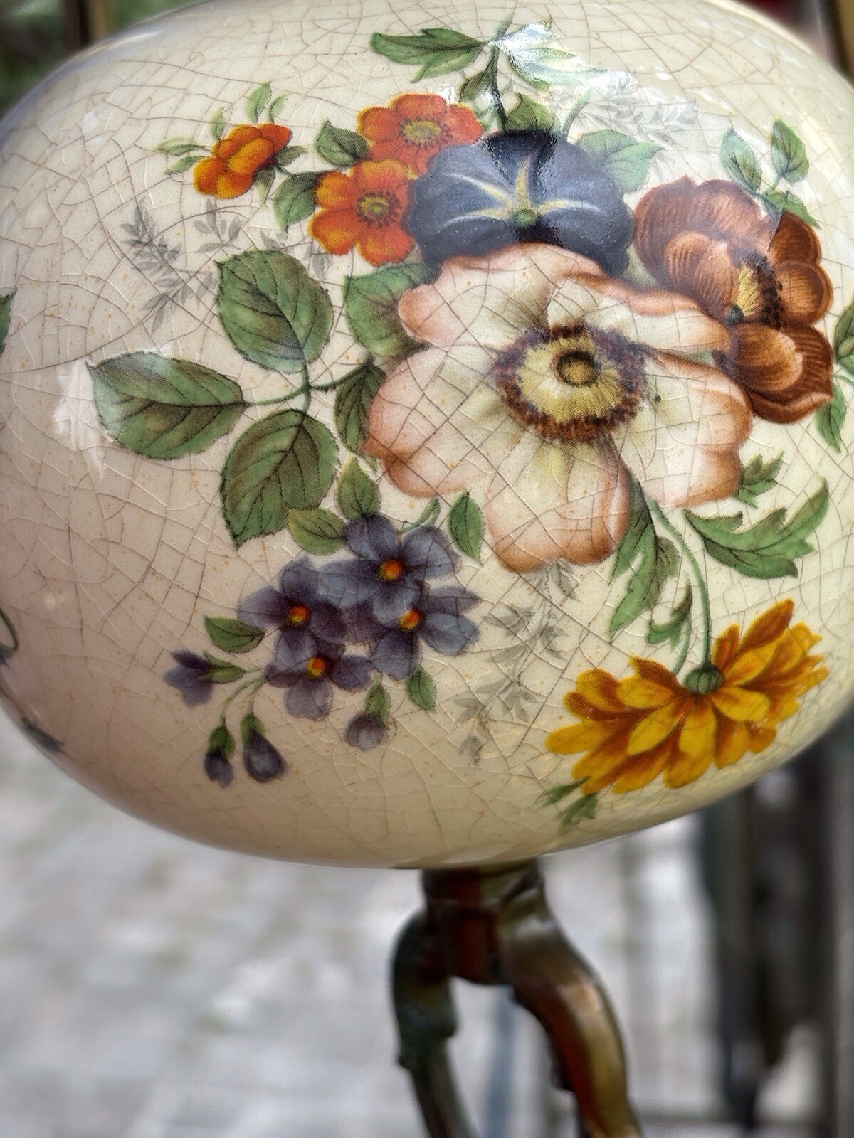 French hand painted 6 arm Porcelain Chandelier from the 20-40s