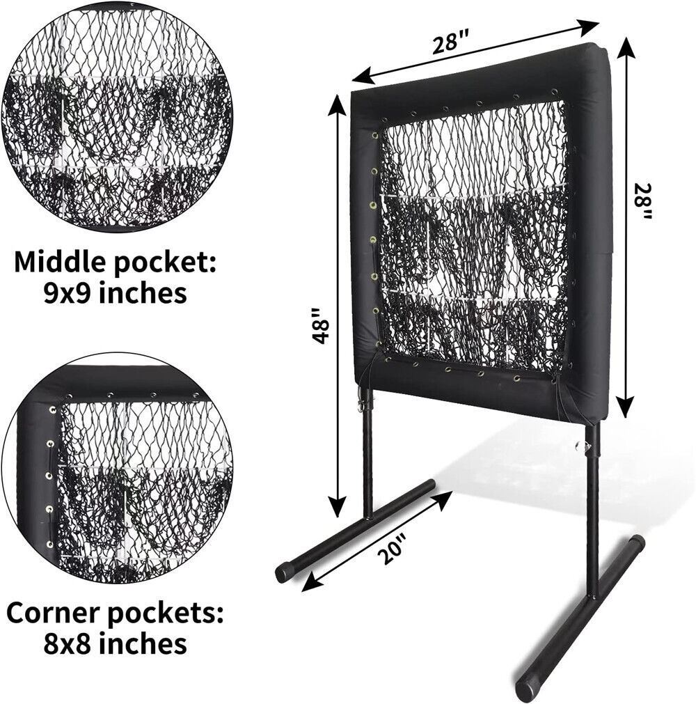 9 Hole Baseball Pitching Net with Strike Zone, 9 Pockets Pitchers Throw Training