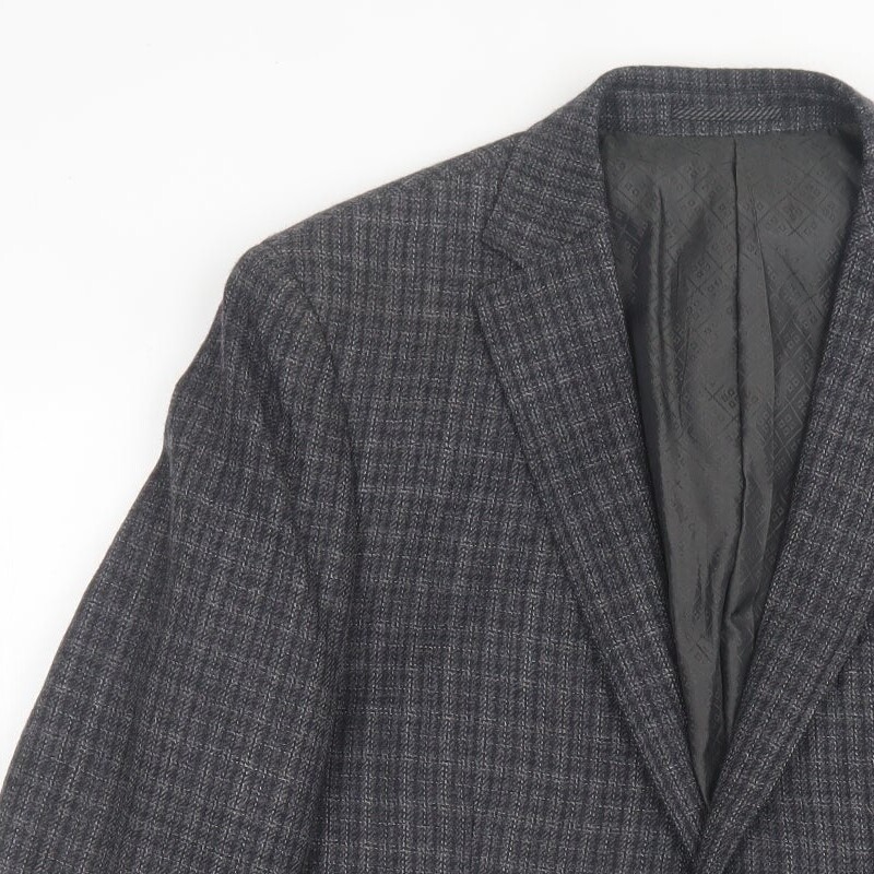 NEXT Mens Grey Plaid Wool Blend Suit Jacket Size 42