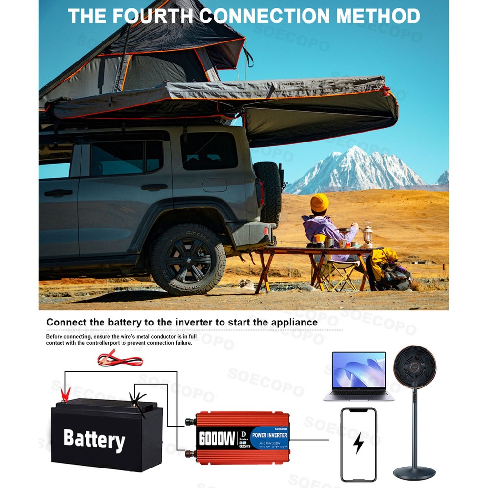 SOECOPO 6000W Solar System Kit Flexible Panel 100A Controller, 12V DC to 110V