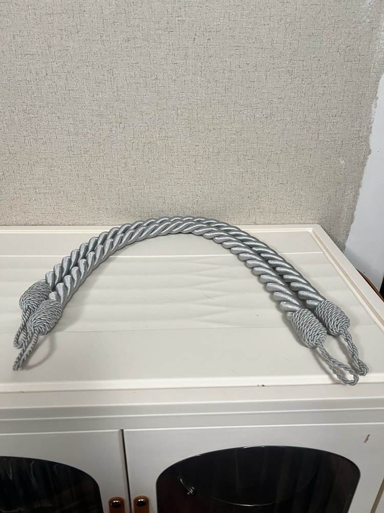 2 Twisted Silver Curtain Tie-Backs/Cords/Ropes