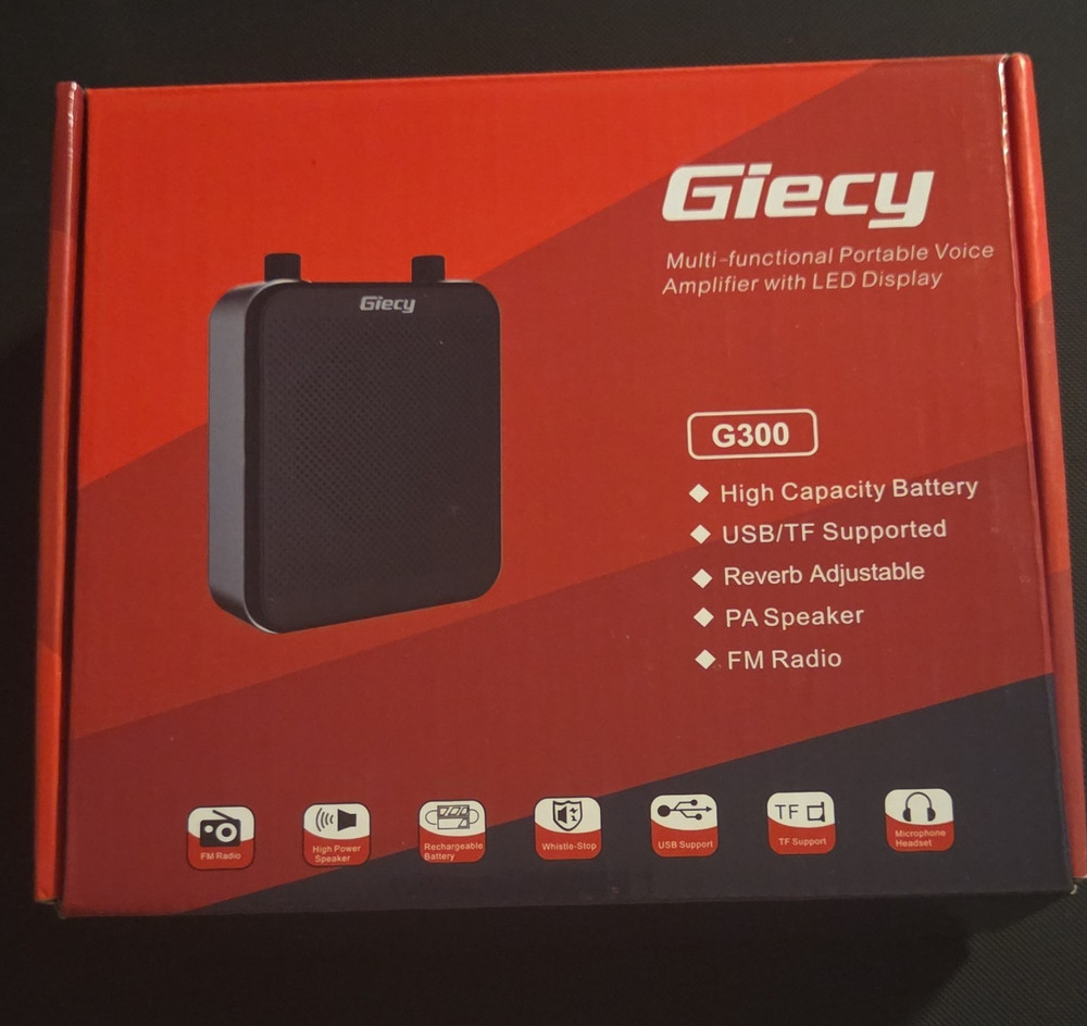 Giecy G300 Portable Voice Amplifier, PA Speaker, FM Radio, USB/TF, Battery