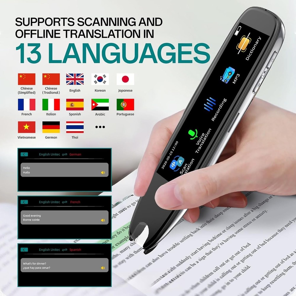 Touchscreen AI Smart Scan Translator Pen Reader & Recording Device 112 Languages