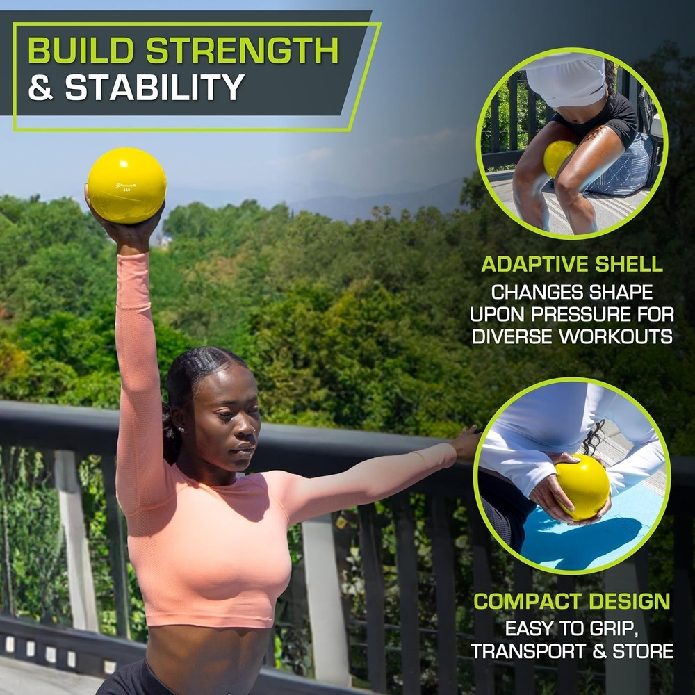 ProsourceFit Weighted Toning Exercise Balls for Yellow 5lb, 5lb