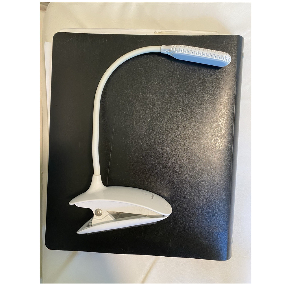 White USB Clip-On Flexible Portable Book Light Solid Color Plastic