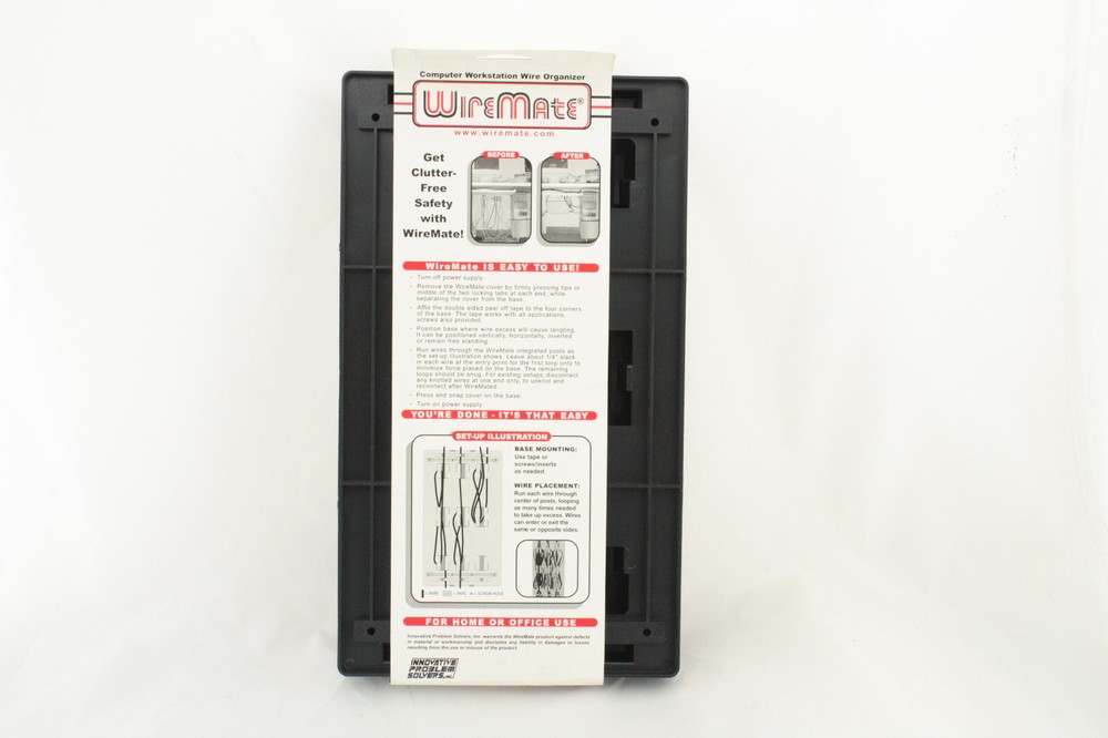 Wiremate Cable & Wire Organizer (desk-back mount cable management) in black
