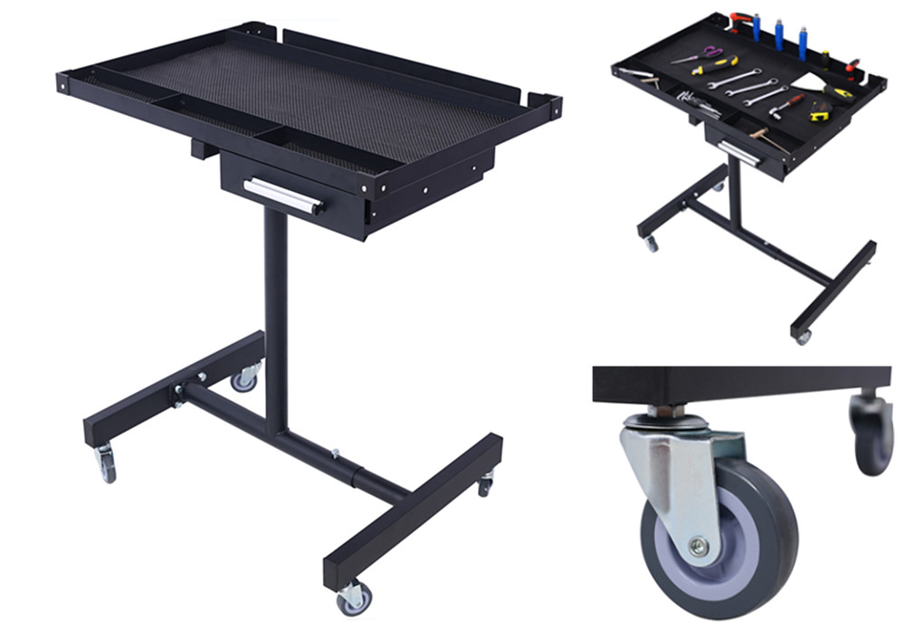 Adjustable Tear Down Work Table with Drawer 220LBS Capacity with Swivel Casters