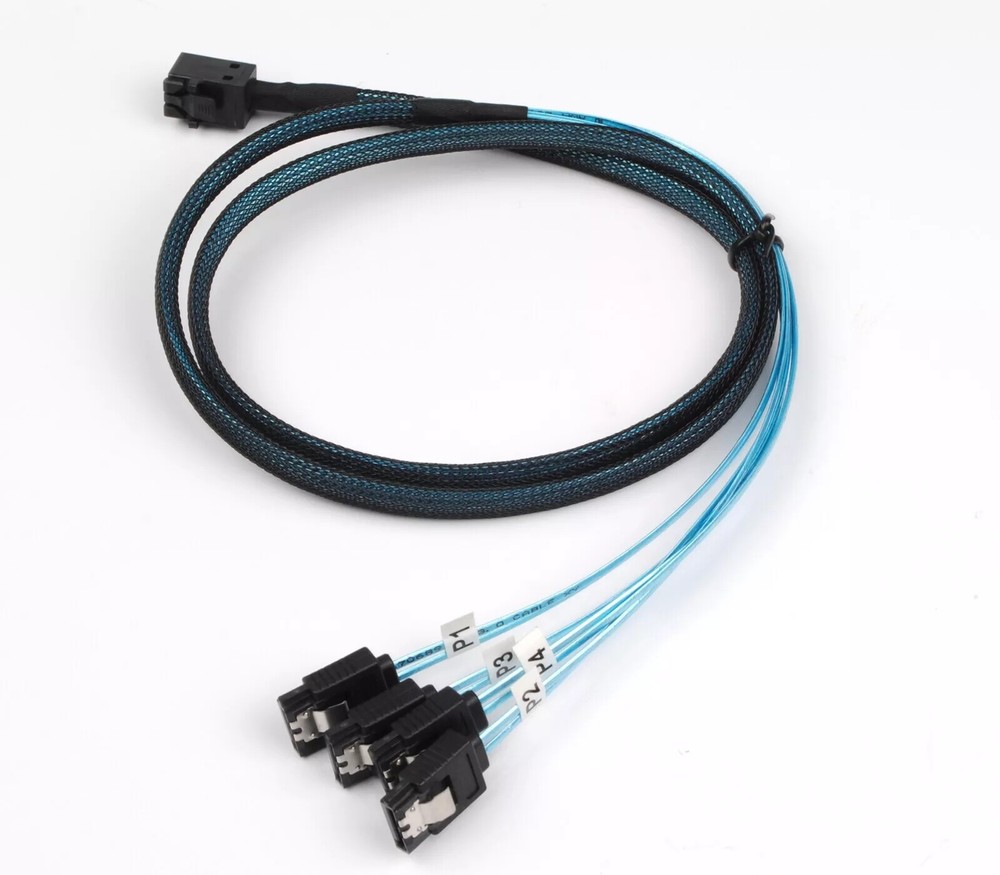 Mini SAS SFF-8643 To 4 SATA 7pin Hard Disk 6Gbps Data Server Raid Cable 1M