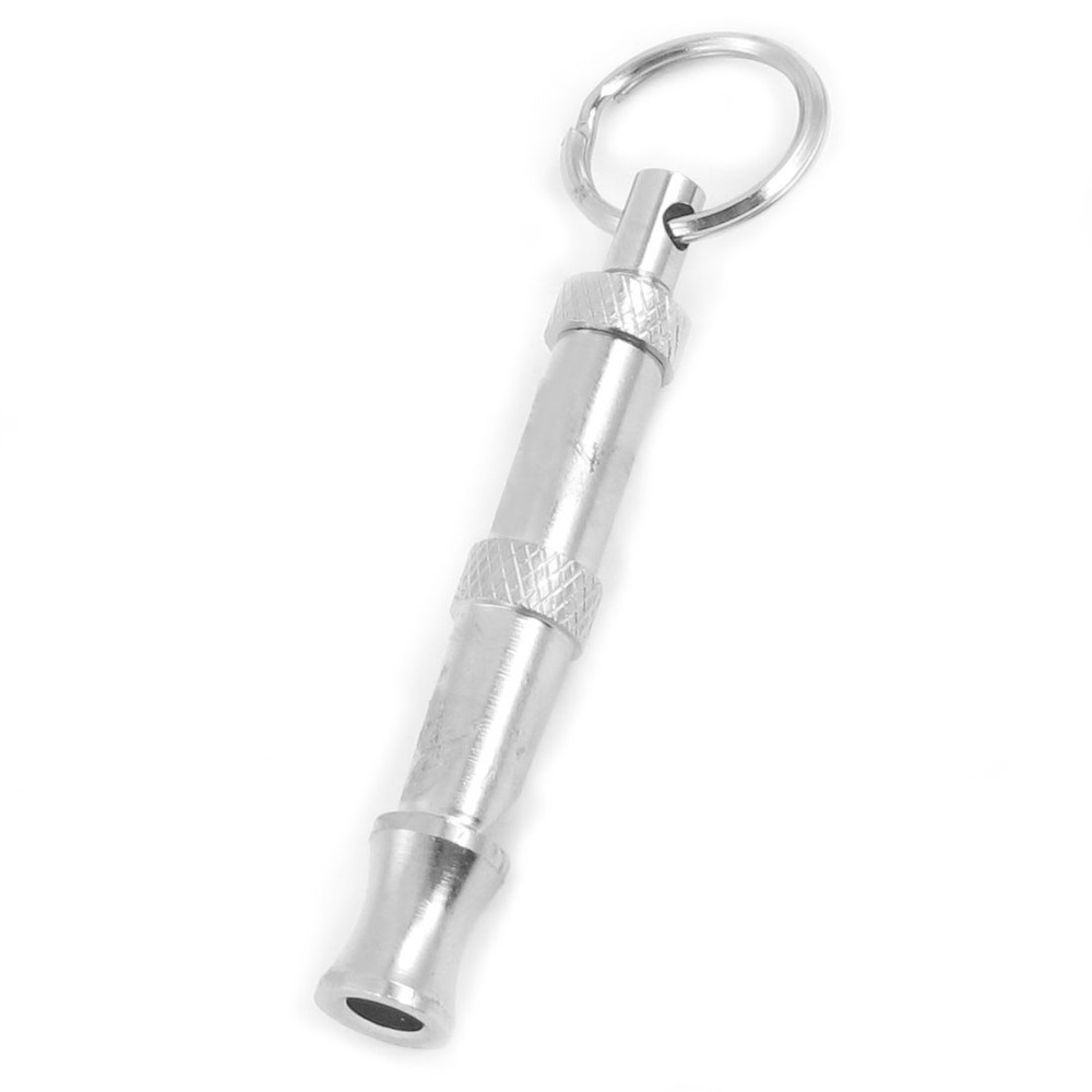 Puppy Split Pet Dog Guide Training Whistle Flute Silver Tone w Key Ring