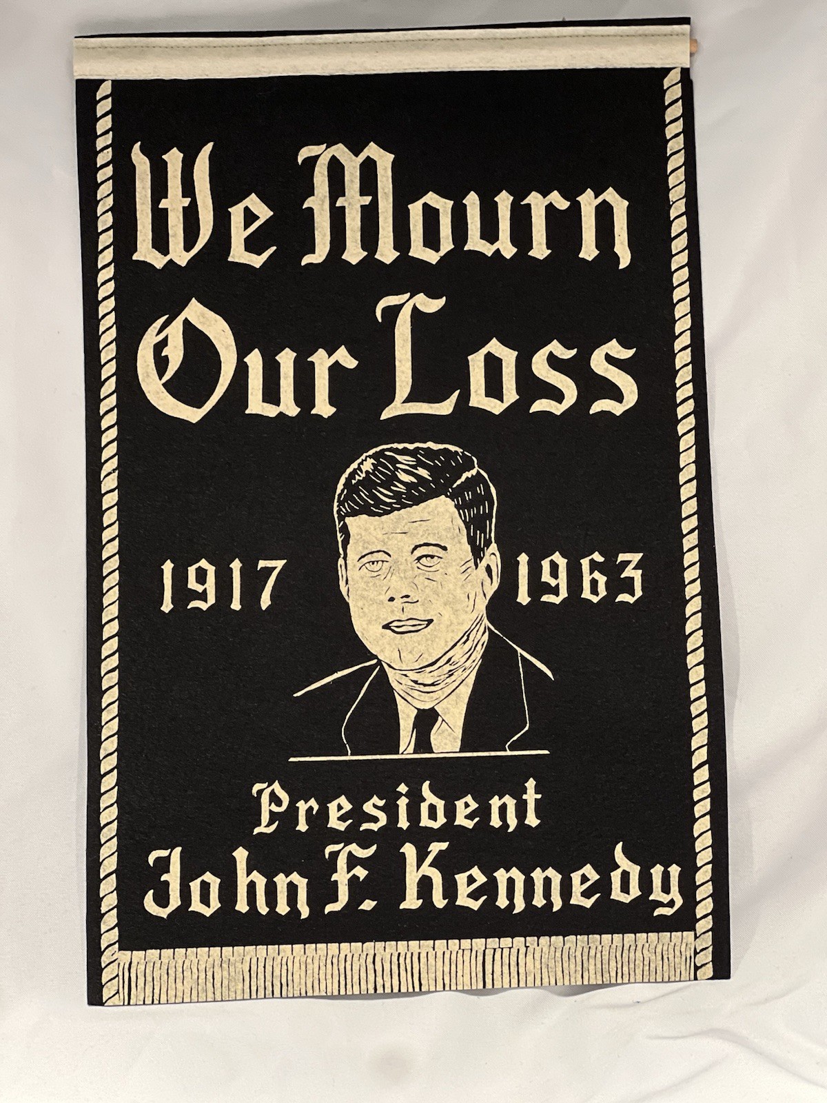 Vintage 1960’s JFK & Martin Luther King Civil Rights Memorial Felt Banner 2 Side