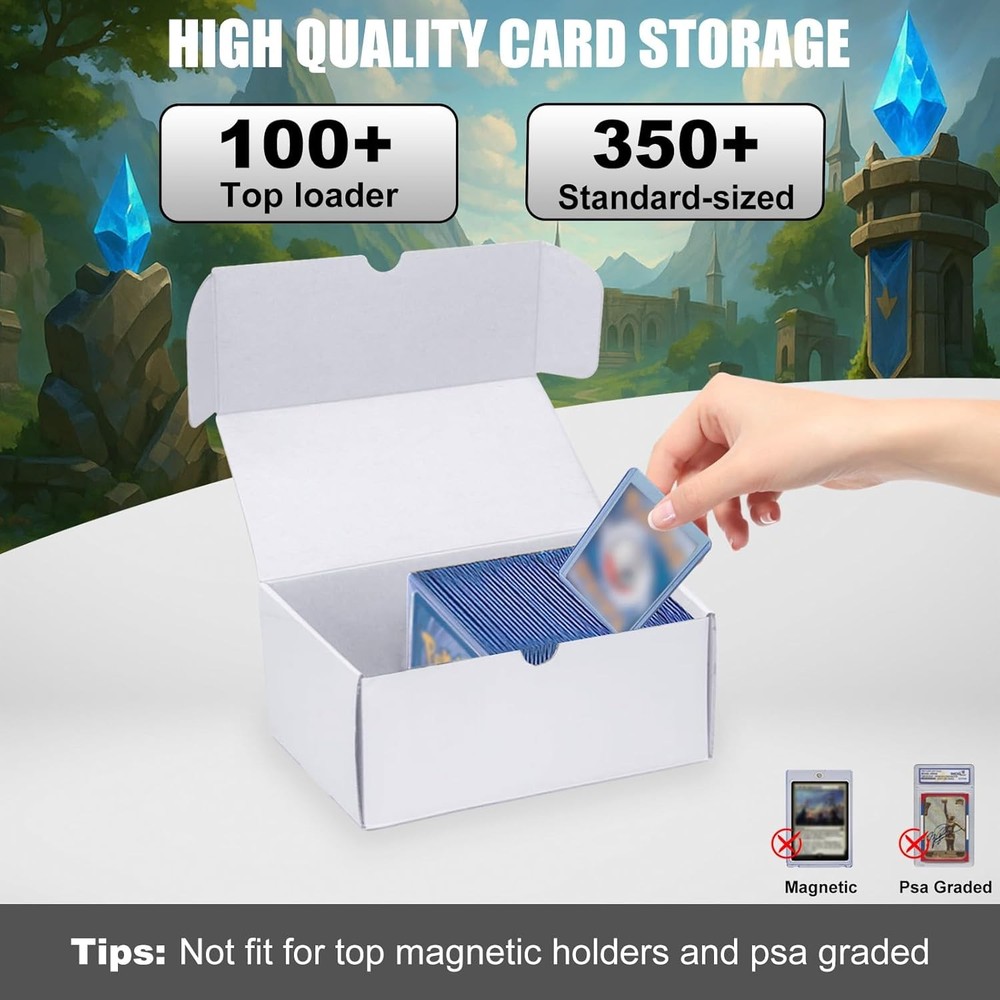 Toploader Trading Card Storage Box, 4-Pack 100 Count White Corrugated Cardboard