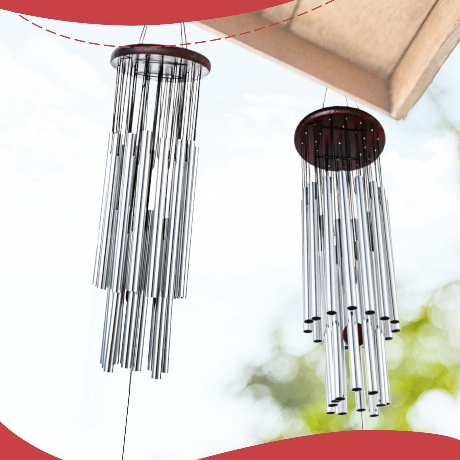4Pcs 27 Tubes 33.5in Windchime Chapel Bells Wind Chimes Door Hanging Home Decor