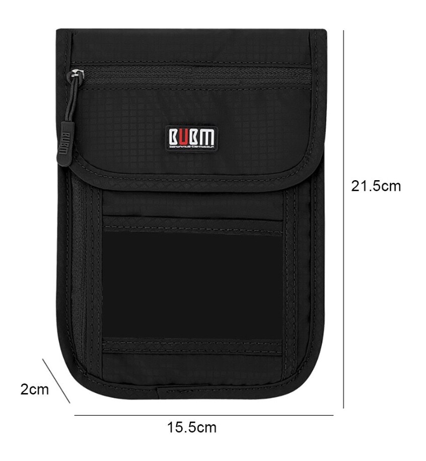 BUBM Unisex Travel Neck Pouch Wallet with RFID Blocking – Passport Holder 