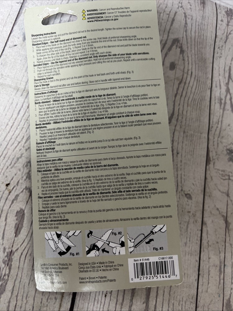 SMITH'S DRET Diamond Retractable Pocket Knife Sharpener Rod Serrated