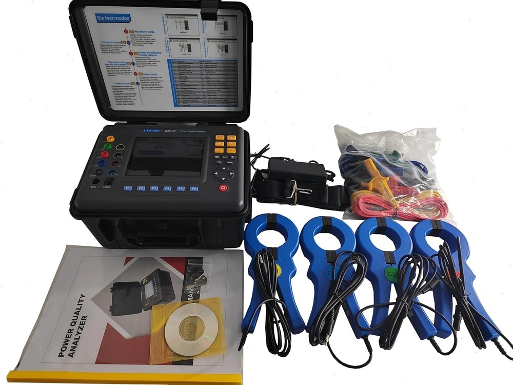 Power Quality Analyzer Meter with USB Interface AC Current Clamp 1.0A to 1000A