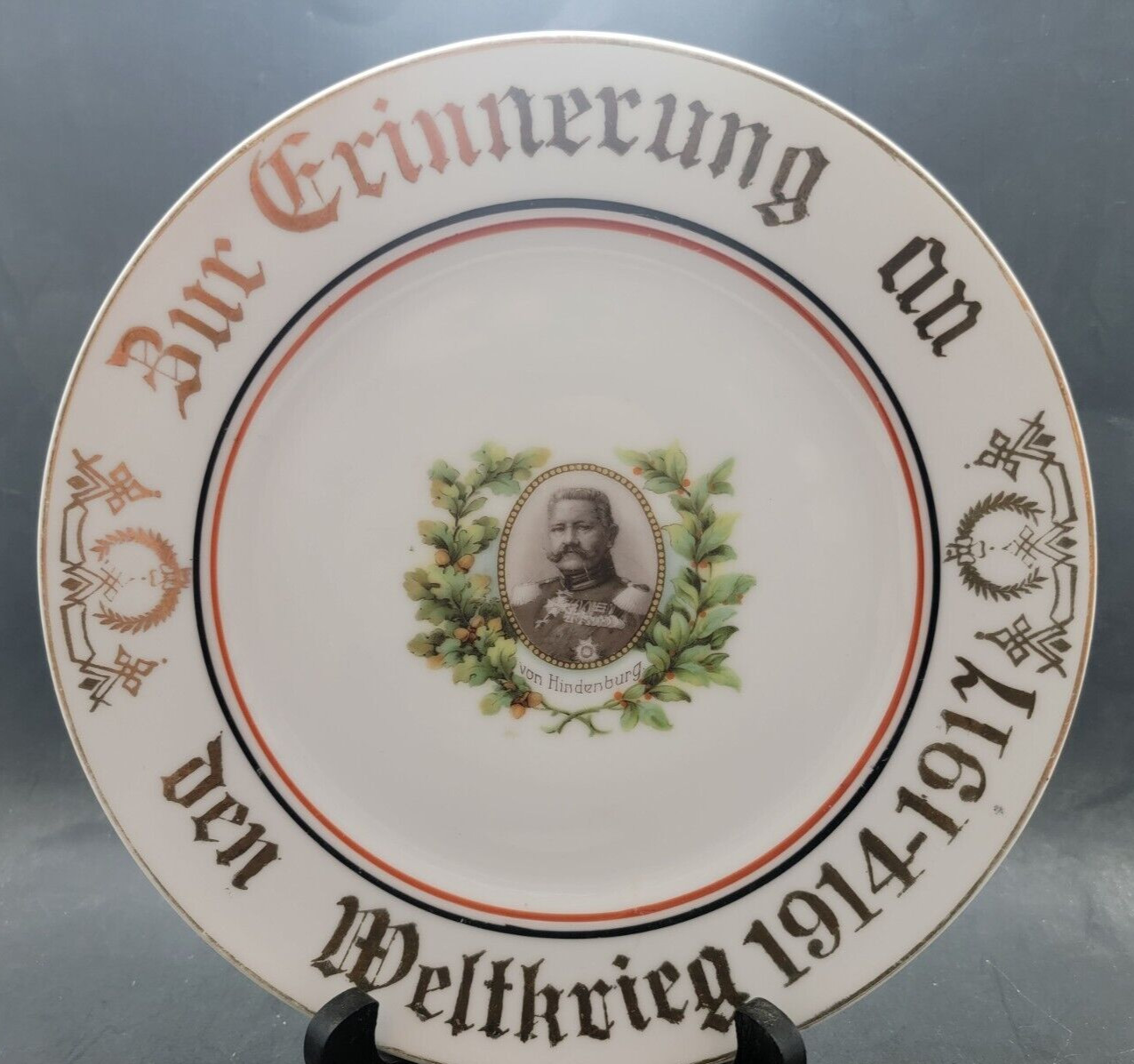 Antique WW1 Marshall Von Hindenburg Prussia Germany plate plaque Portrait RARE!