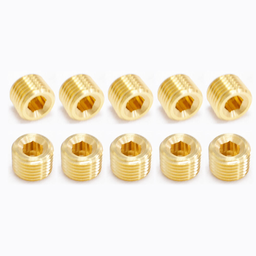 20Pcs Brass Pipe Plug 1/4" NPT Male Thread Hex Internal Head Socket Fitting