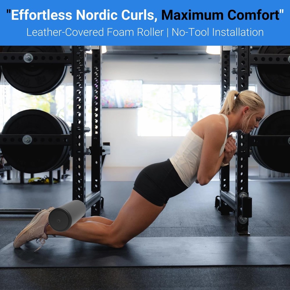 Nordic Hamstring Curl Attachment with Quick-Install, Premium Leather-Wrapped ...