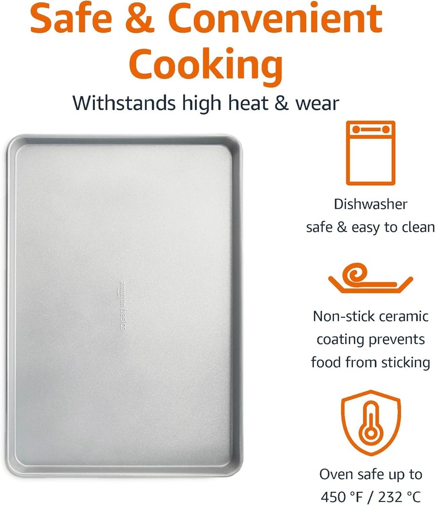 Ceramic Nonstick Baking Sheet & Cooling Rack Set Dishwasher Safe Oven Safe Half