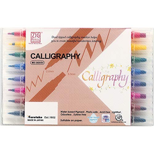 Zig Memory System Calligraphy Markers, Multicolor, 8-Pack 8 Count (Pack of 1)