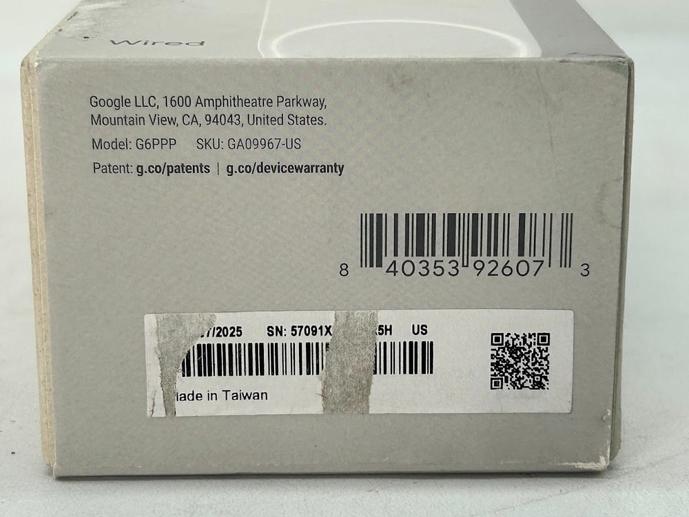 Google Nest Doorbell Wired 3rd Gen – Snow