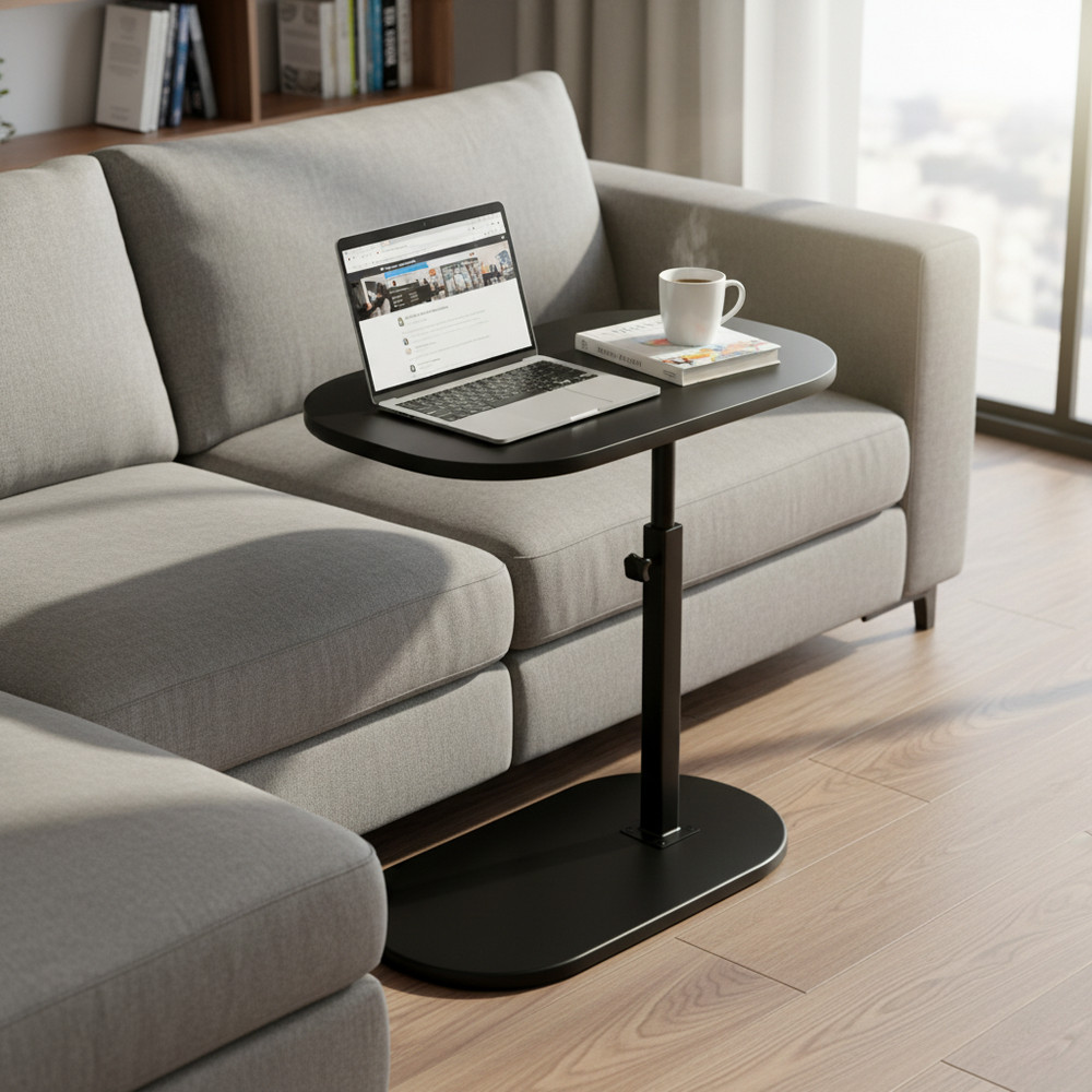 Adjustable Height Flip Top Side Table Overbed Sofa Side Table for Home Office